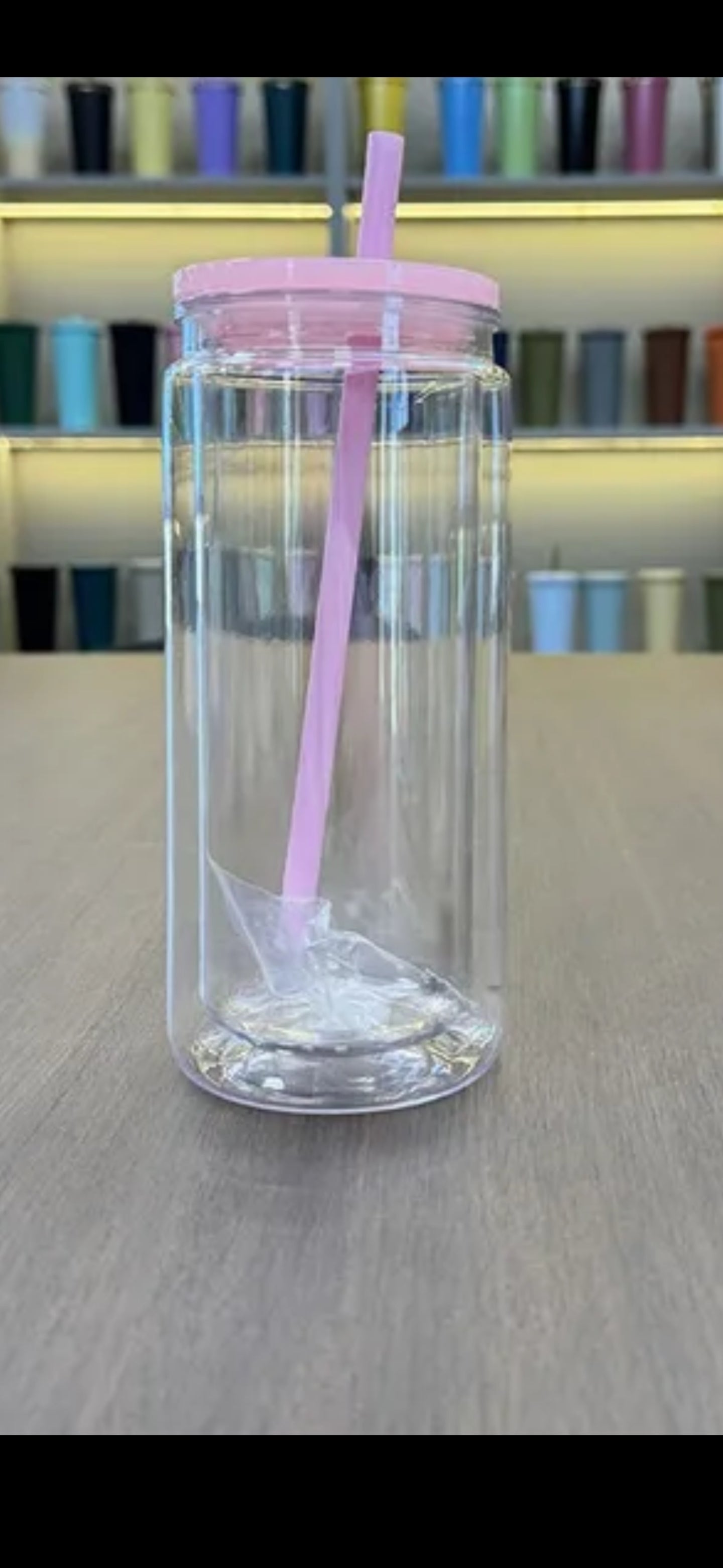 16oz blank clear double wall snowglobe tumbler